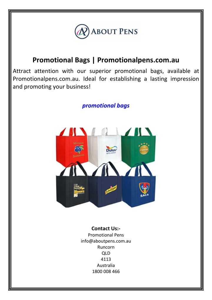 promotional bags promotionalpens com au