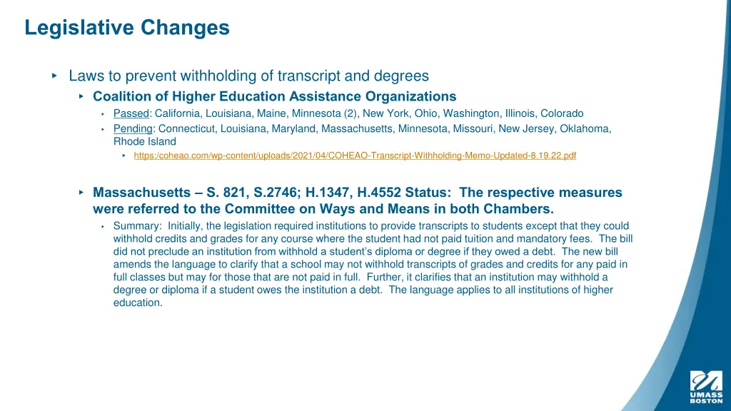 legislative changes