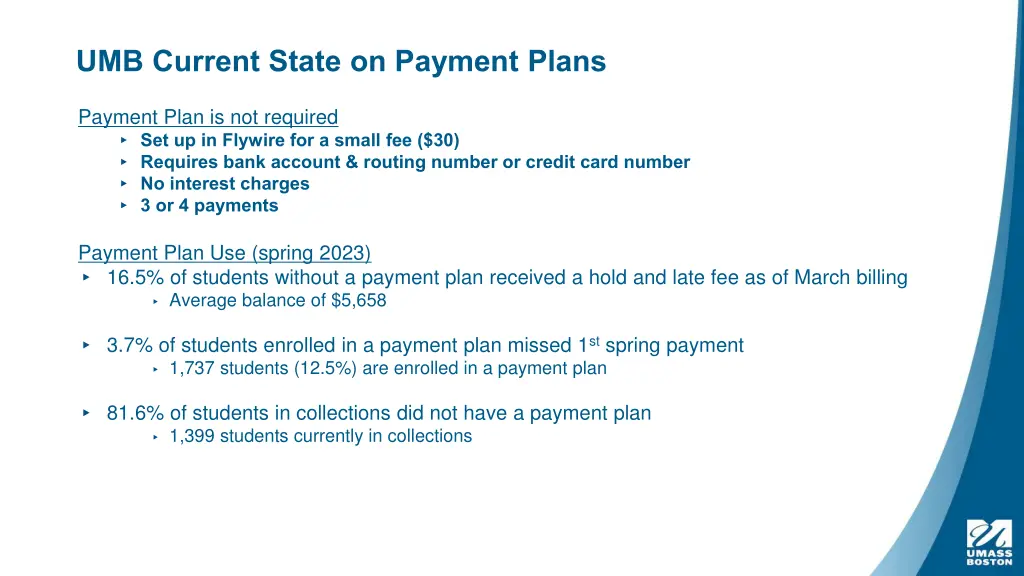 umb current state on payment plans