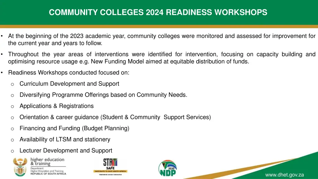 community colleges 2024 readiness workshops