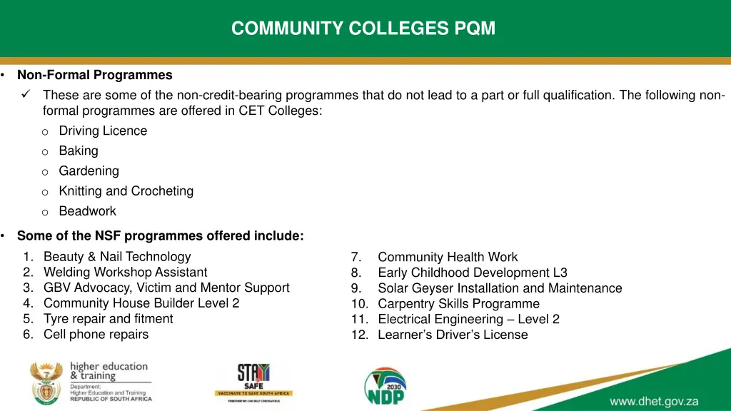 community colleges pqm 2