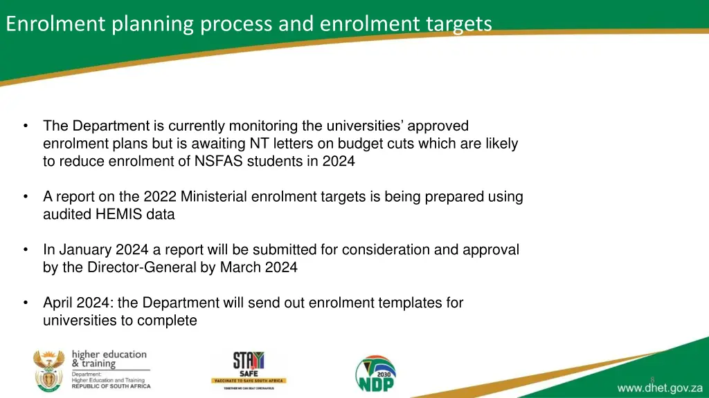 enrolment planning process and enrolment targets