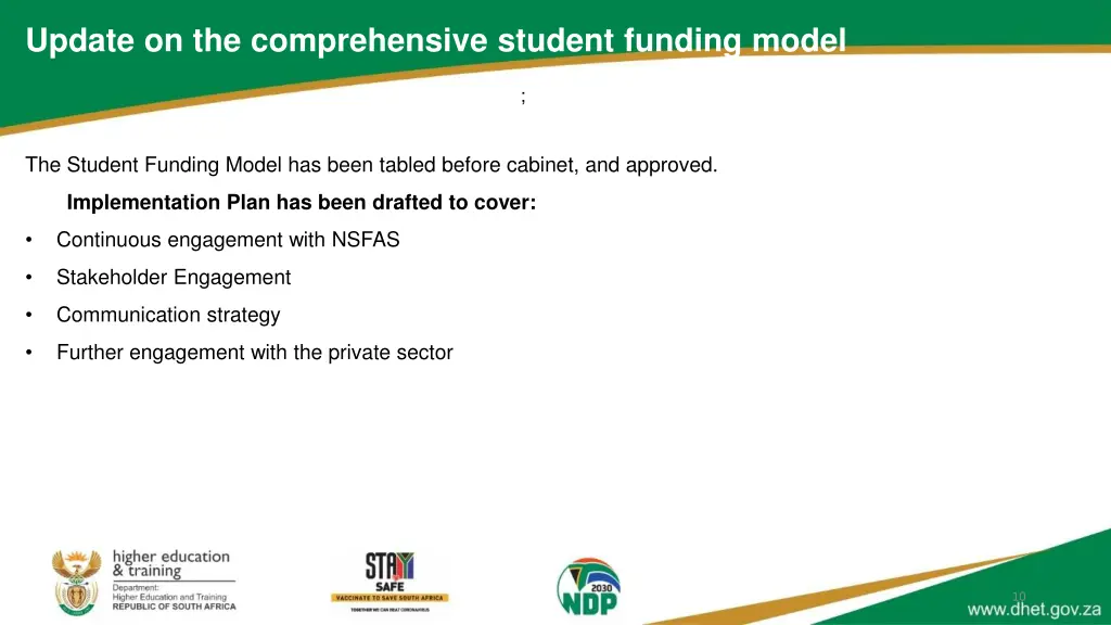 update on the comprehensive student funding model