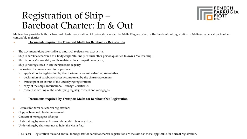 registration of ship bareboat charter in out