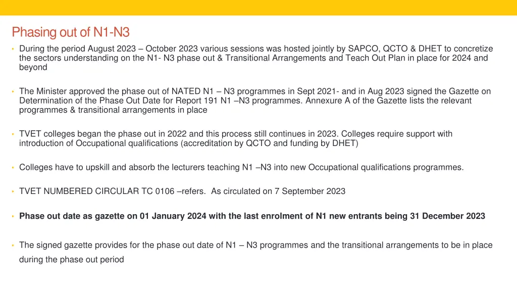 phasing out of n1 n3