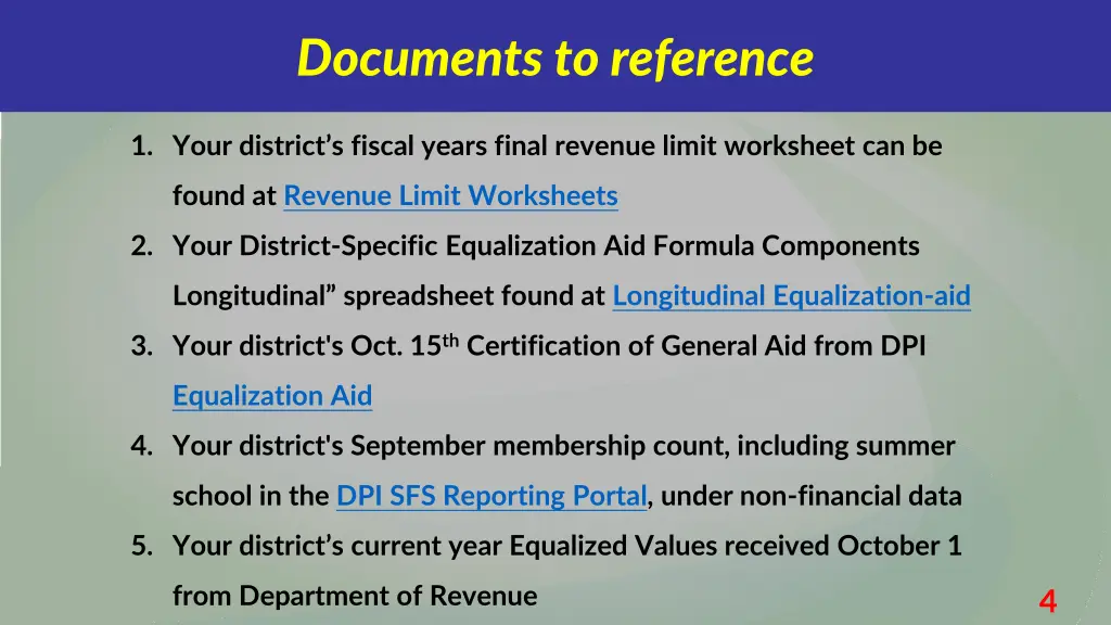 documents to reference