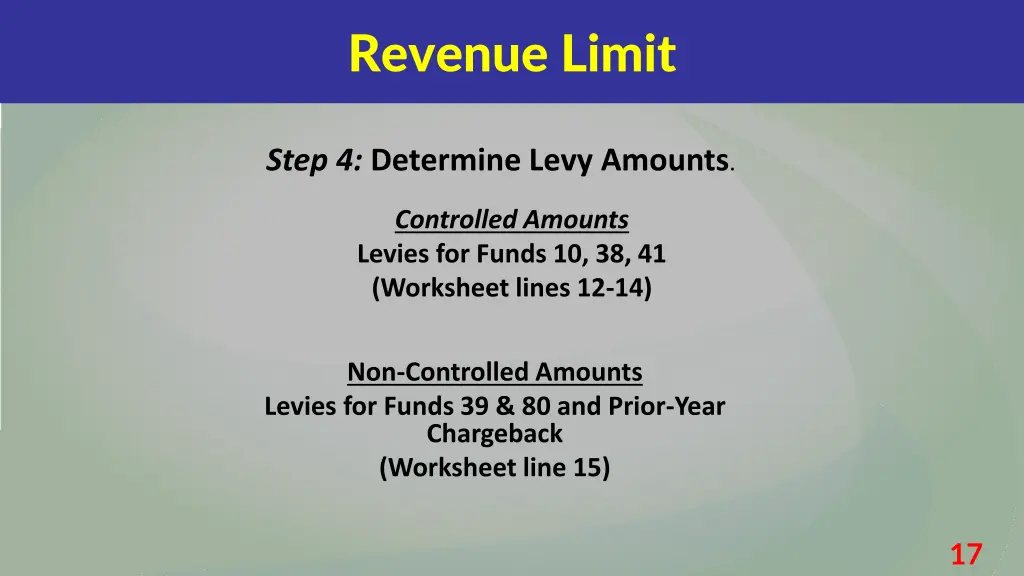 revenue limit 1