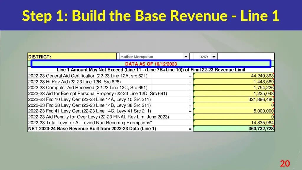 step 1 build the base revenue line 1 1