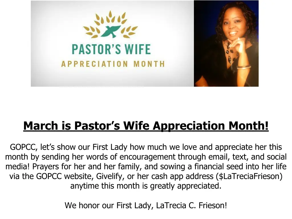 march is pastor s wife appreciation month