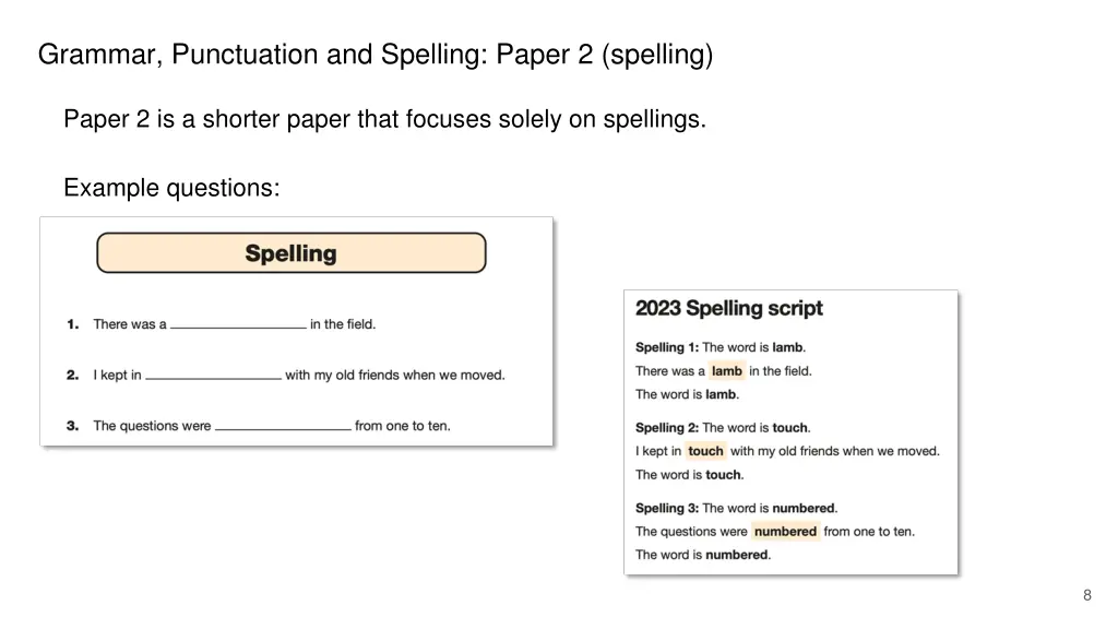 grammar punctuation and spelling paper 2 spelling
