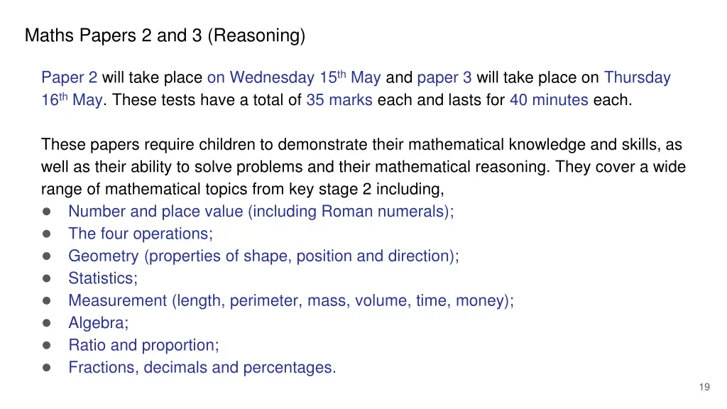 maths papers 2 and 3 reasoning