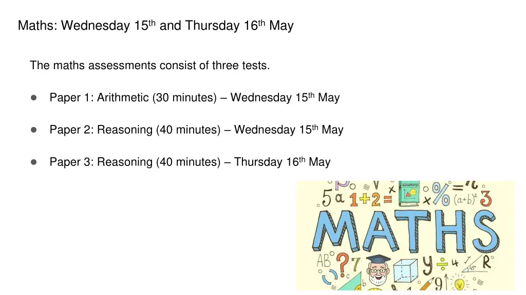 maths wednesday 15 th and thursday 16 th may
