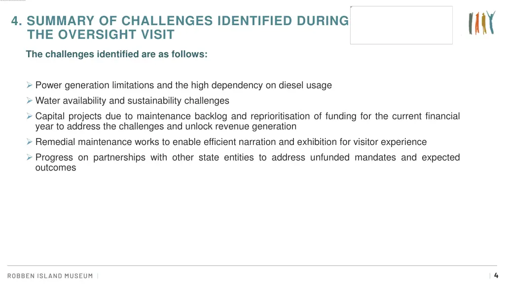 4 summary of challenges identified during