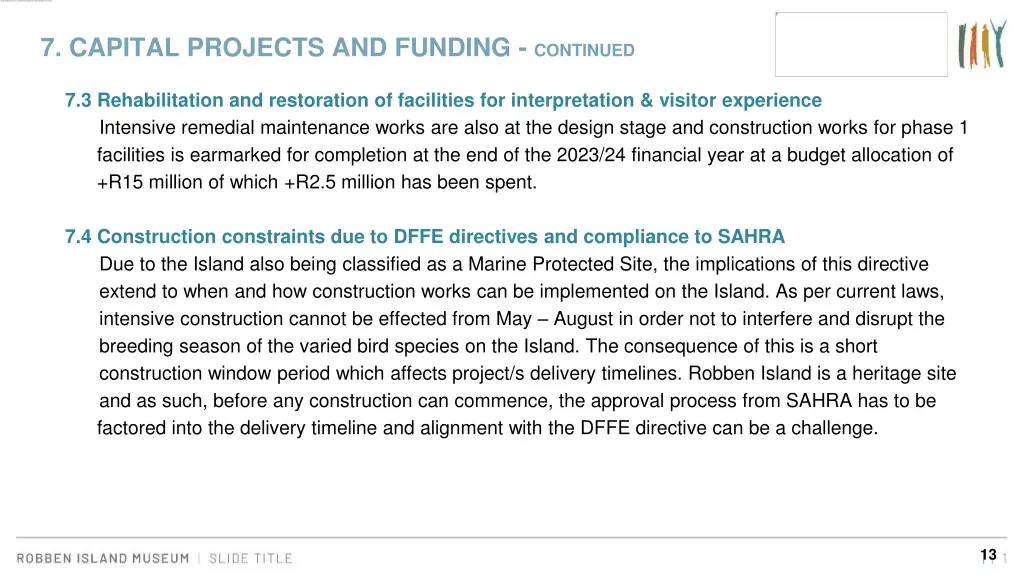 7 capital projects and funding continued