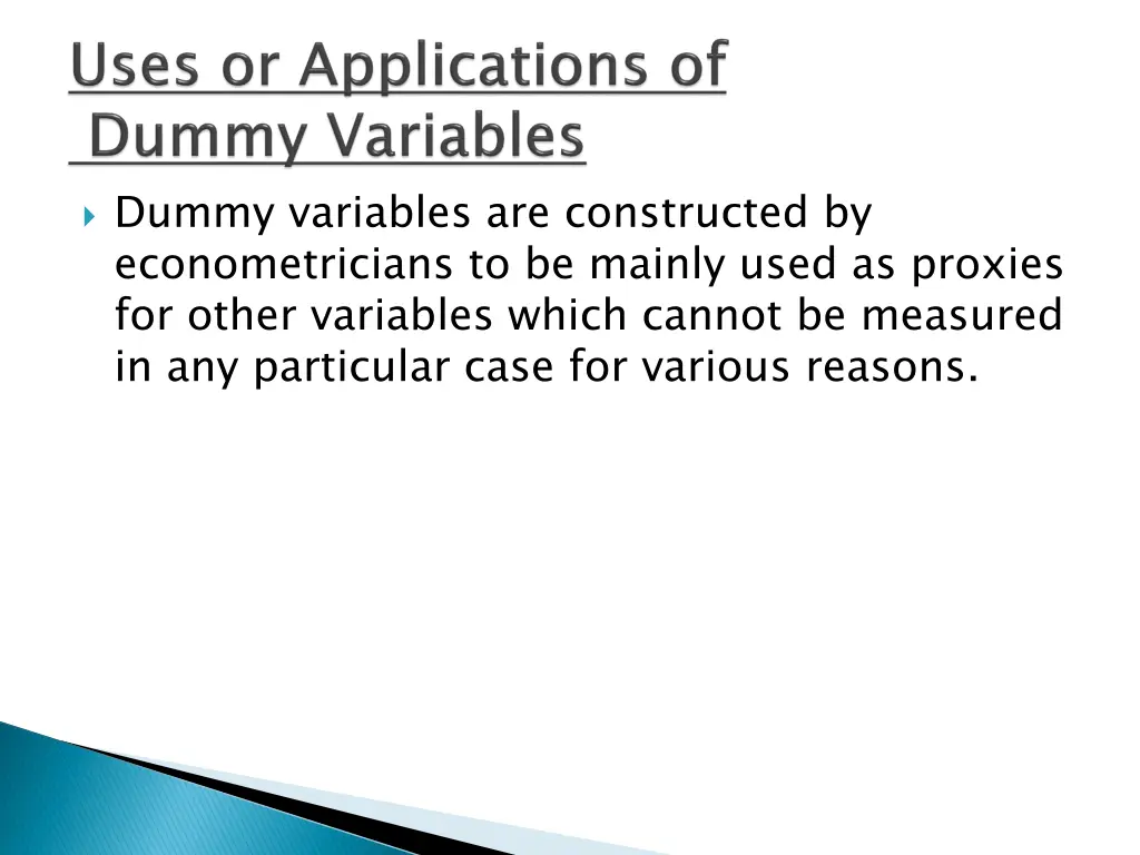 dummy variables are constructed