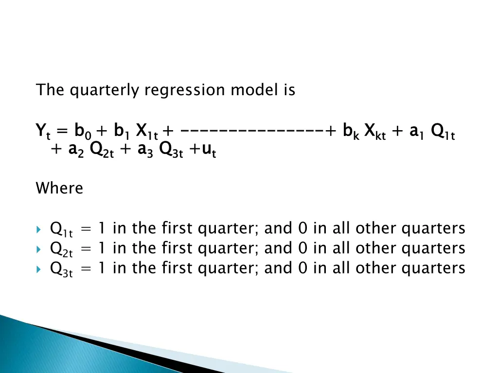 the quarterly regression model is