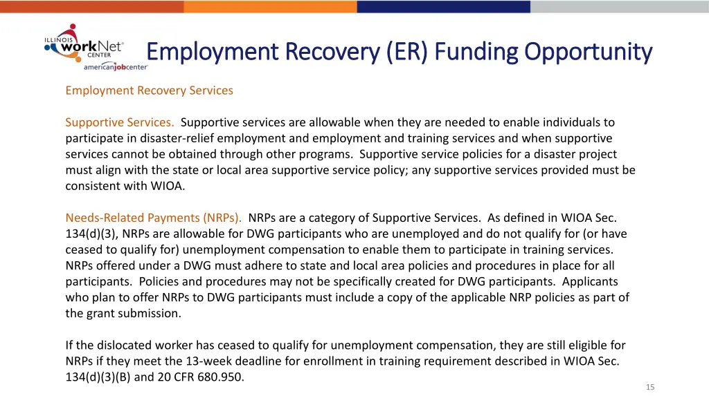 employment recovery er funding opportunity 2