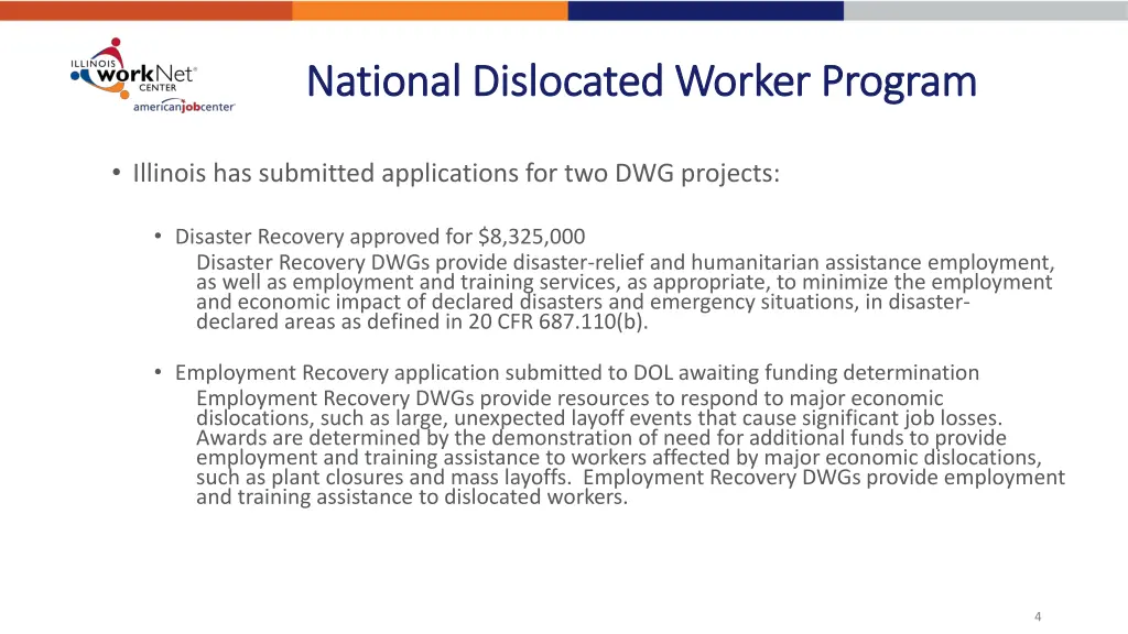 national dislocated worker program national 1