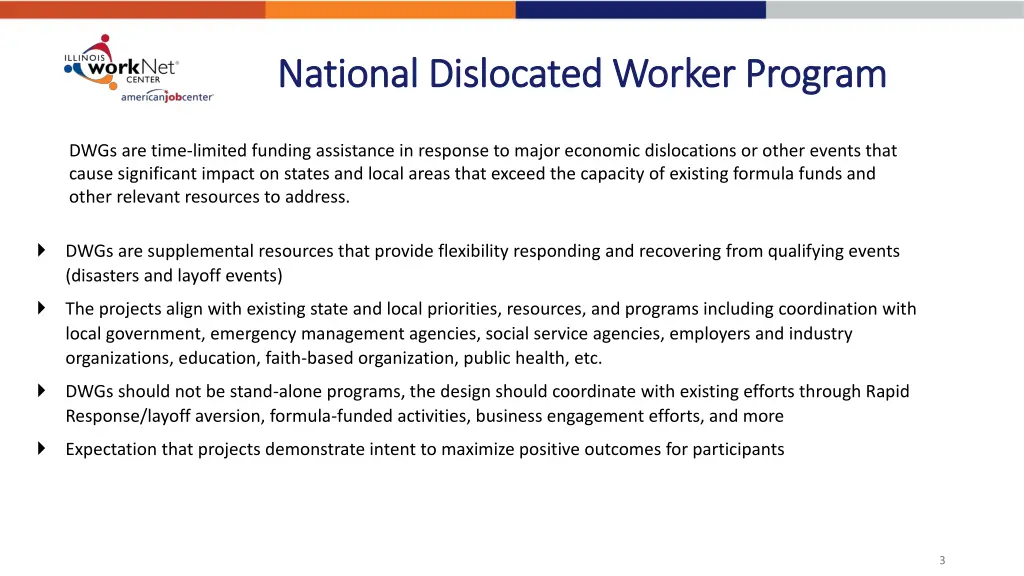 national dislocated worker program national