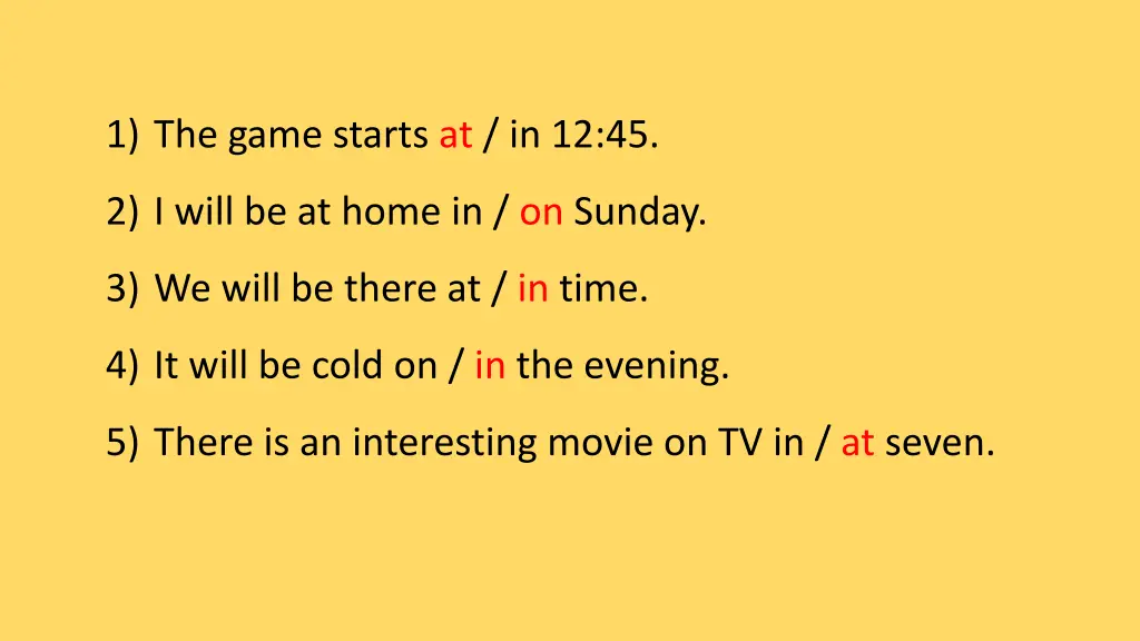 1 the game starts at in 12 45