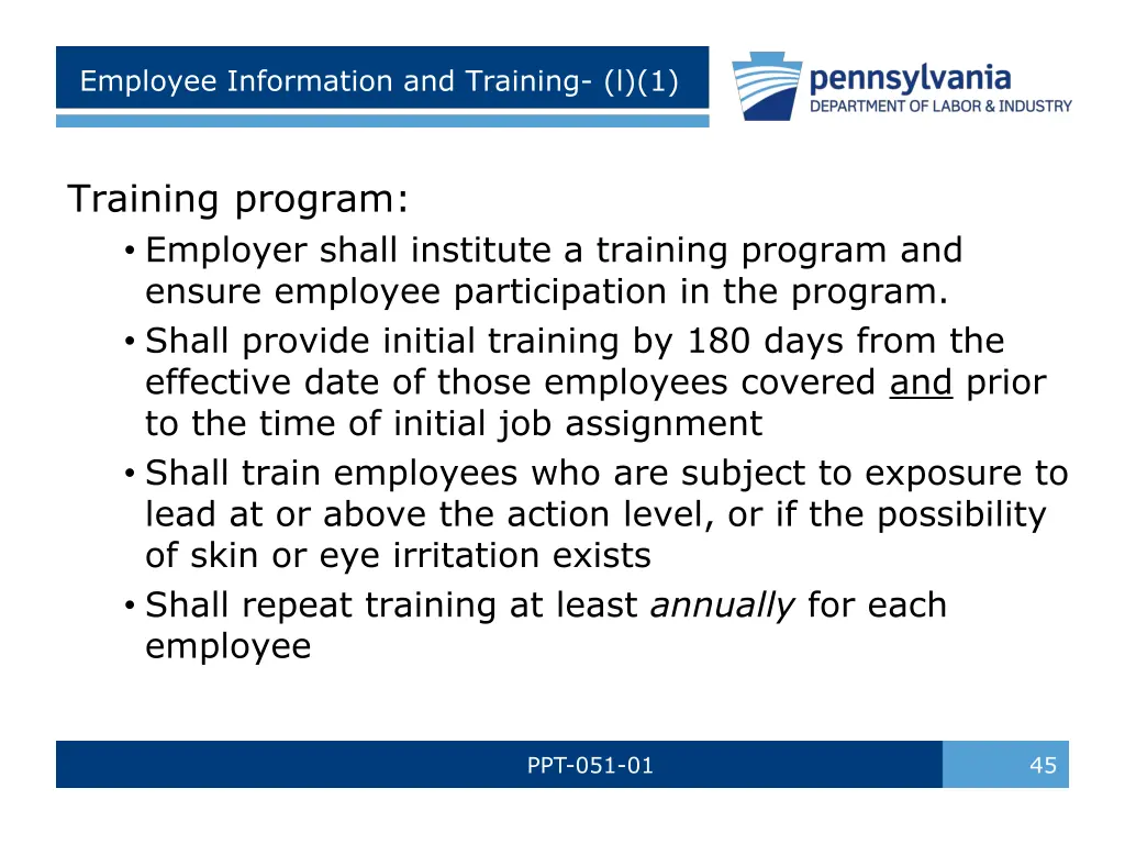employee information and training l 1