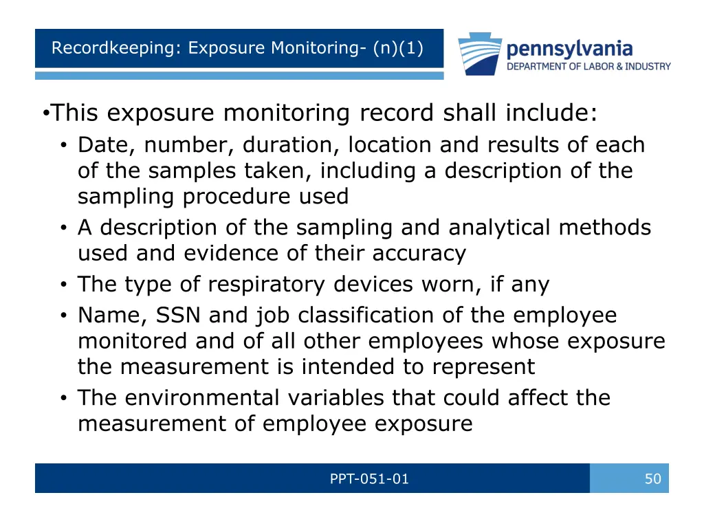 recordkeeping exposure monitoring n 1 1