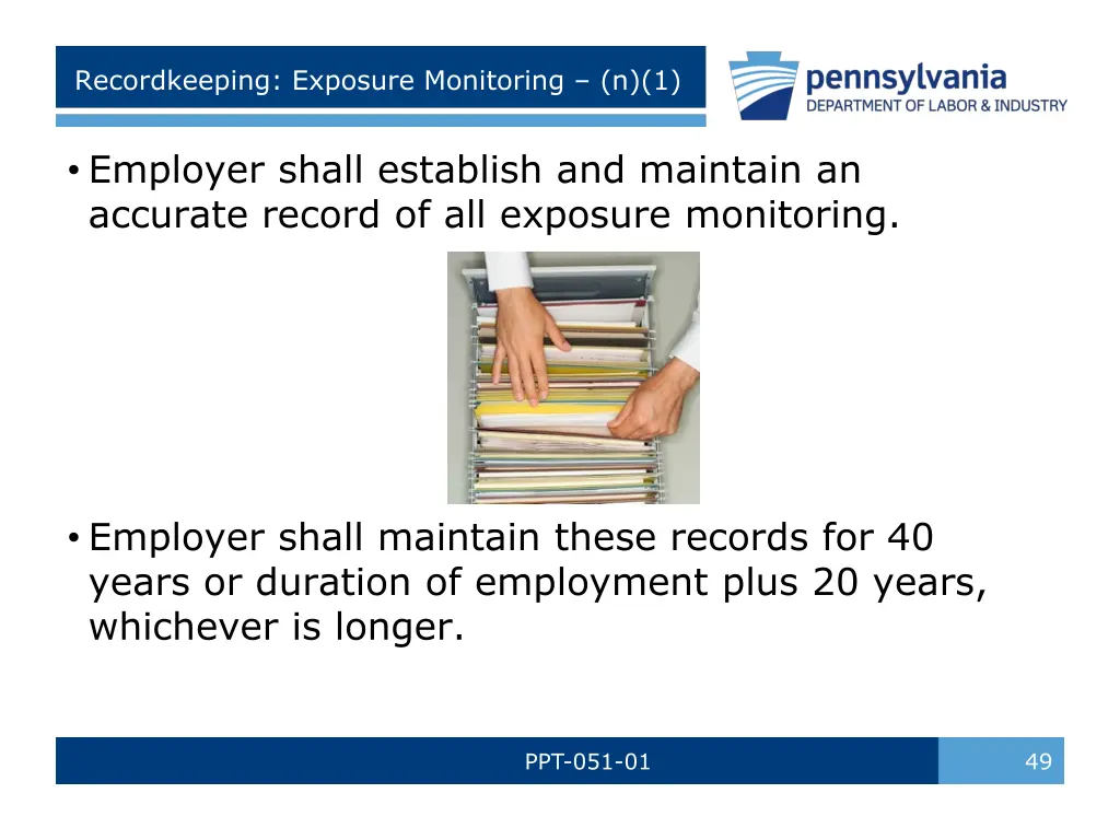 recordkeeping exposure monitoring n 1