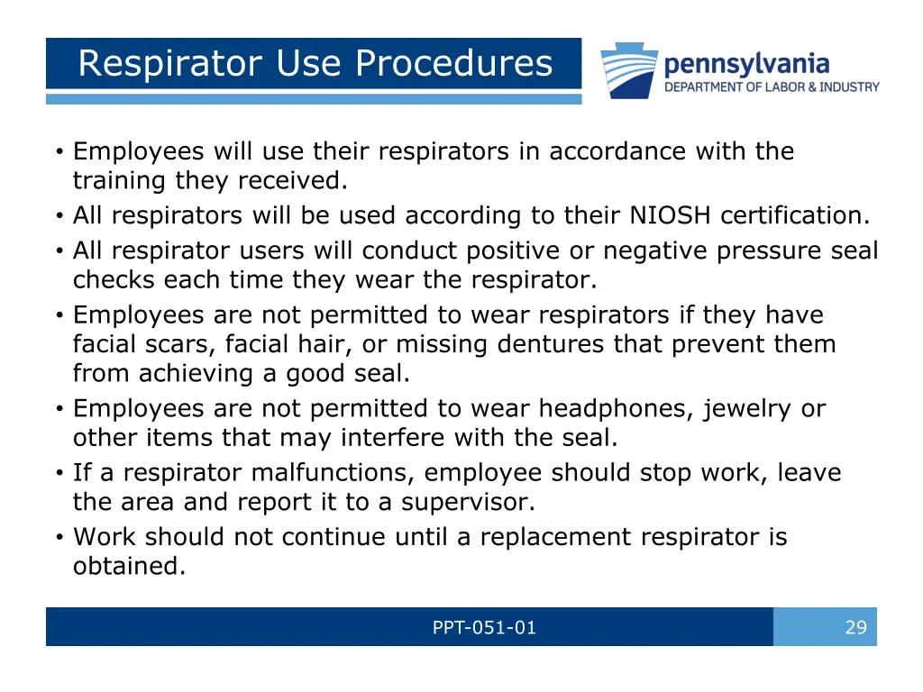 respirator use procedures