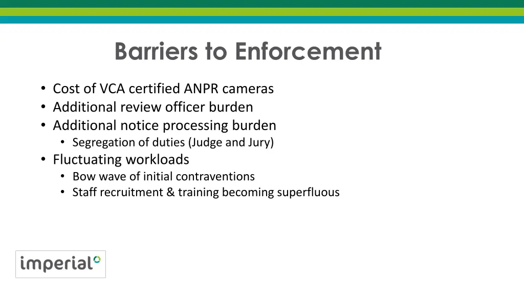 barriers to enforcement