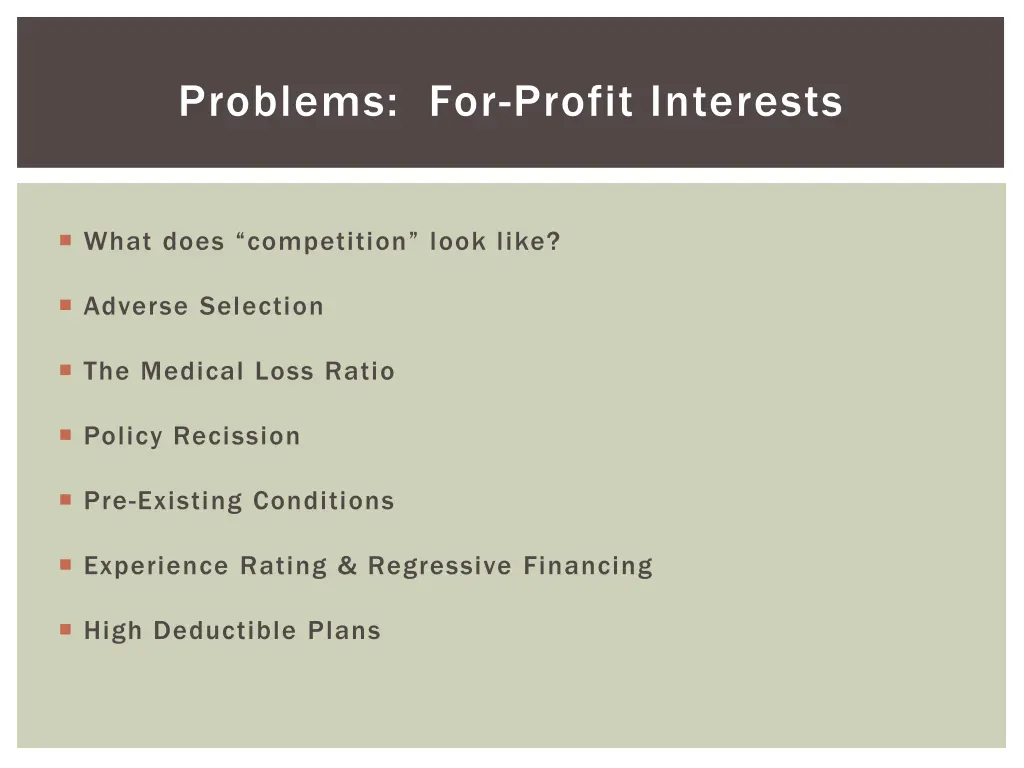 problems for profit interests