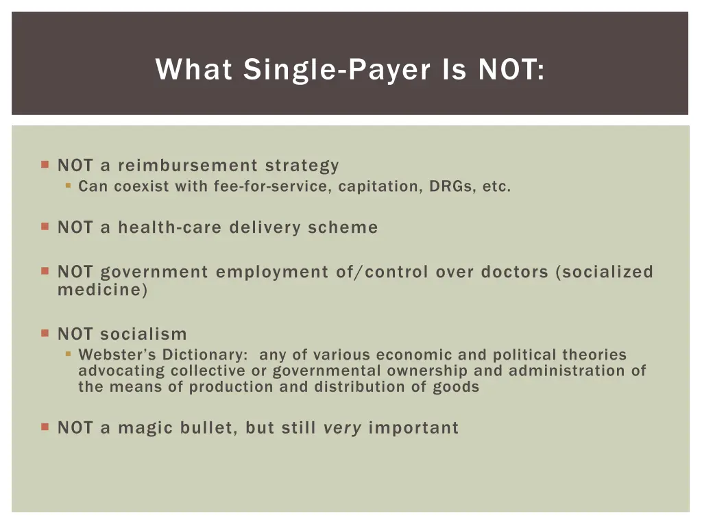 what single payer is not