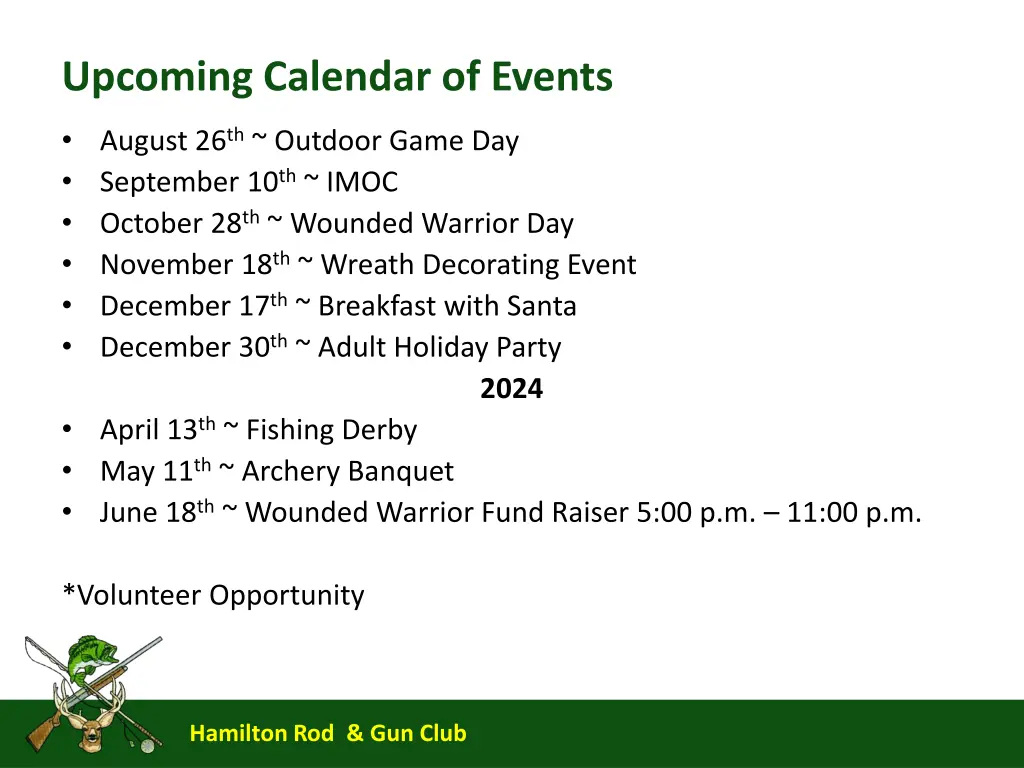 upcoming calendar of events