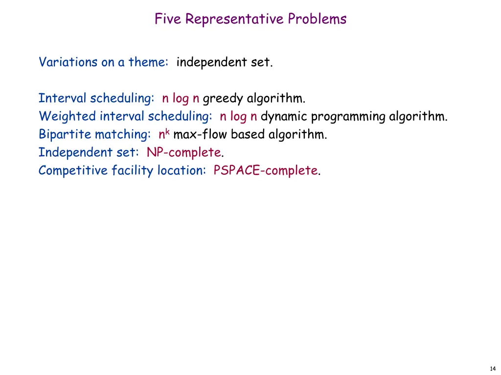 five representative problems