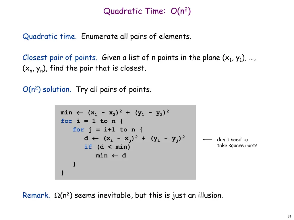 quadratic time o n 2