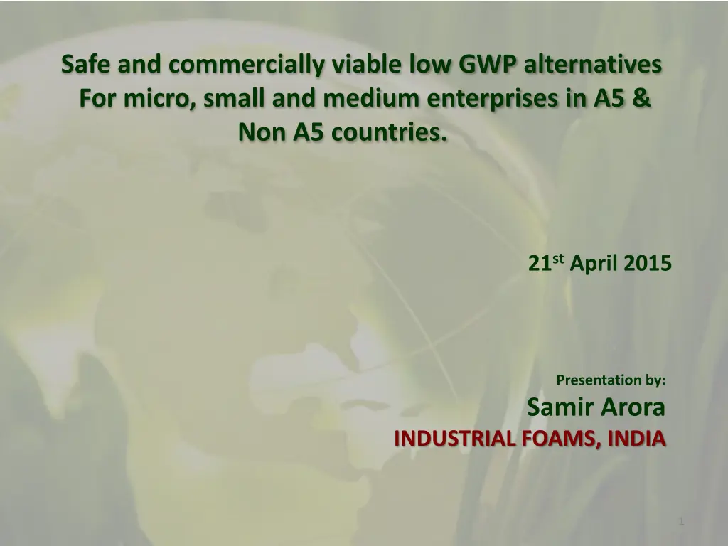 safe and commercially viable low gwp alternatives