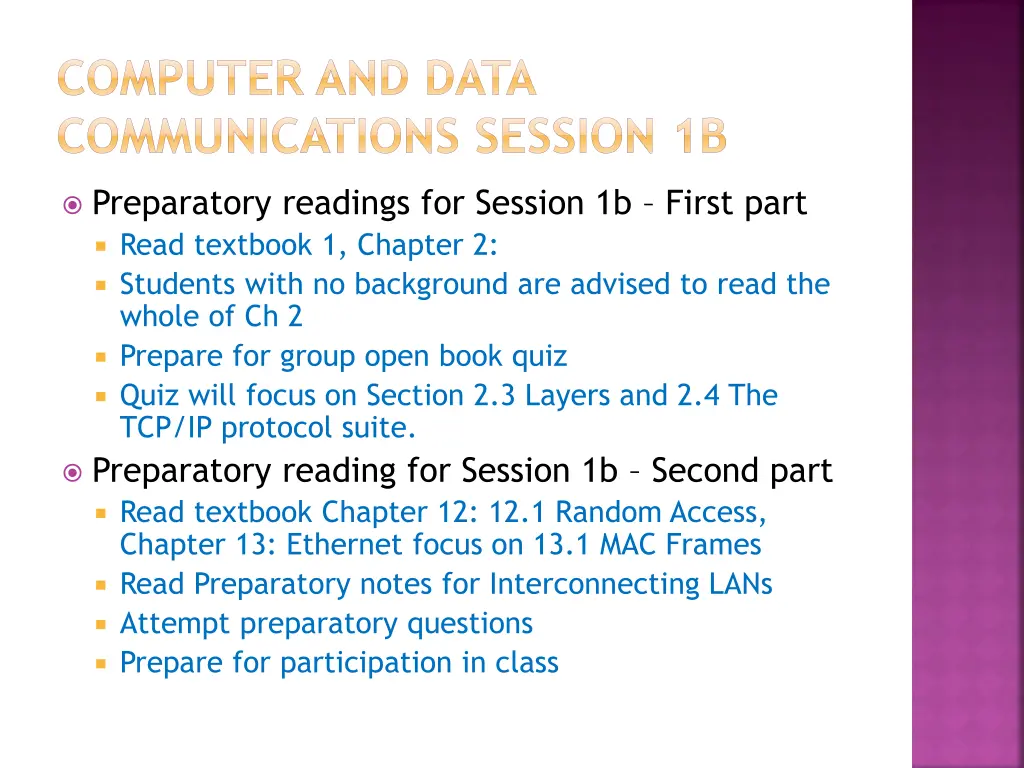 computer and data communications session 1b