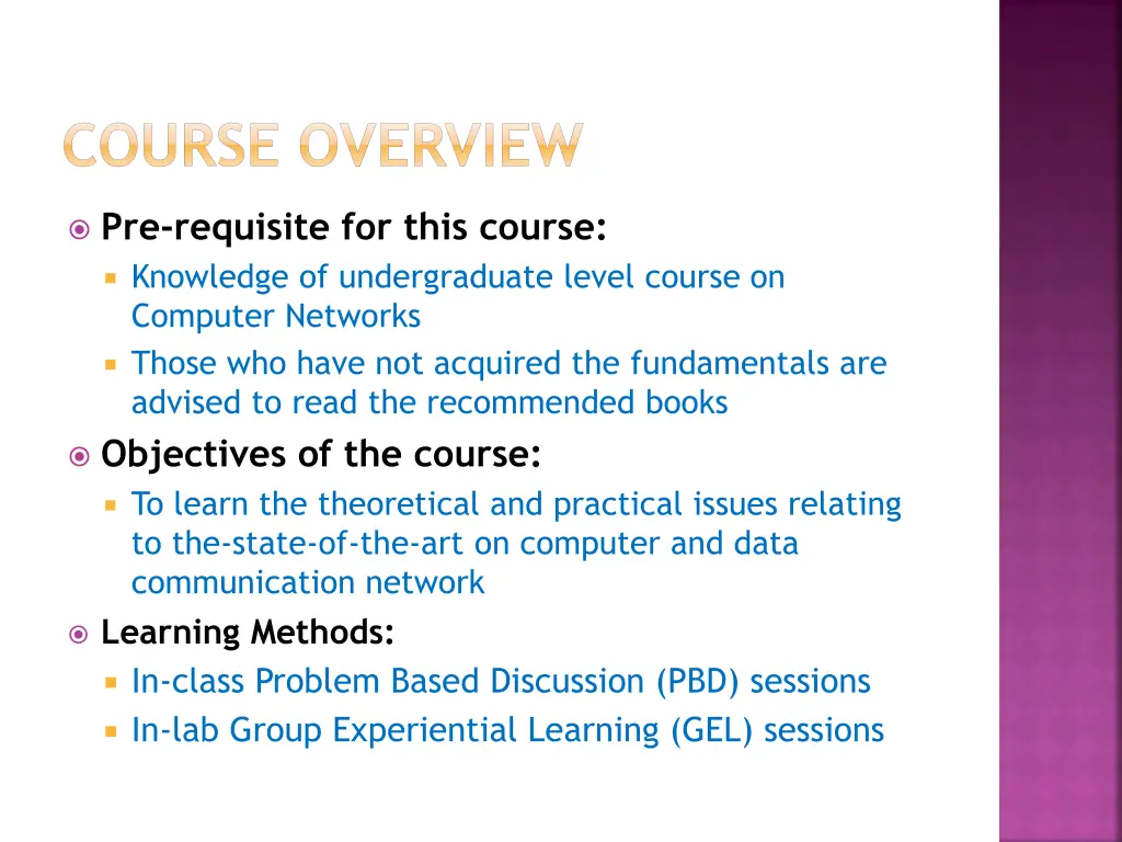 course overview