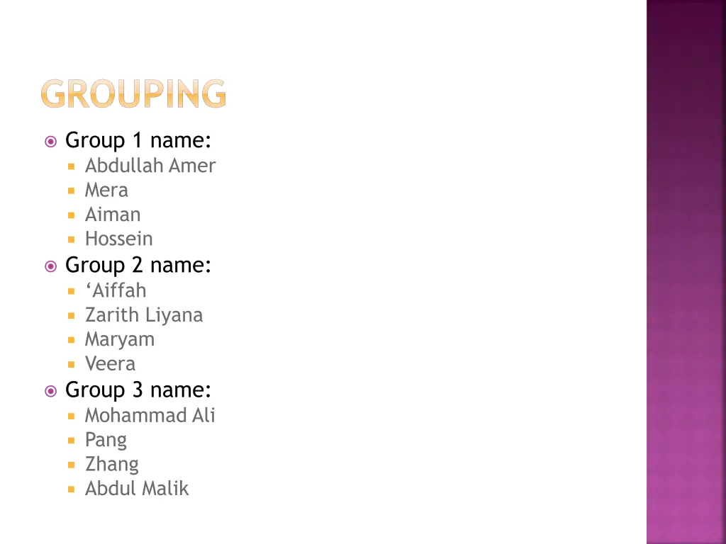 grouping