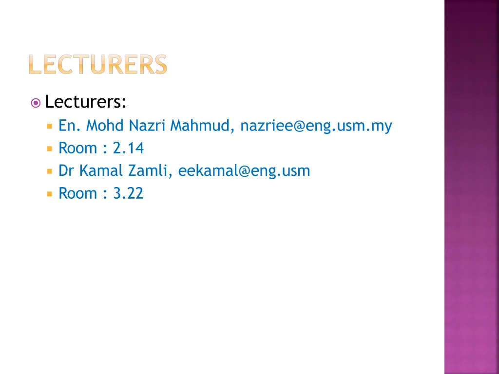 lecturers