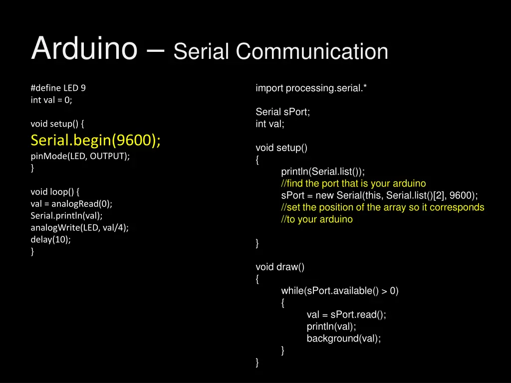 arduino serial communication