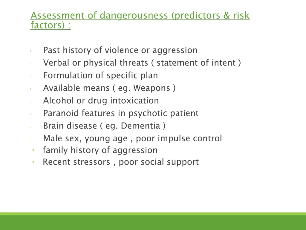 assessment of dangerousness predictors risk