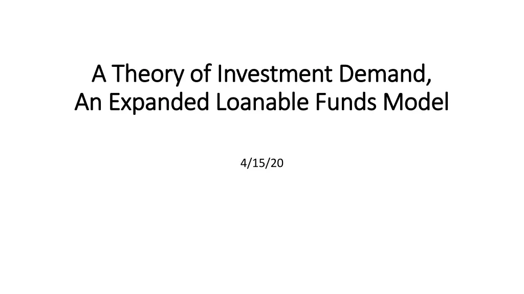 a theory of investment demand a theory