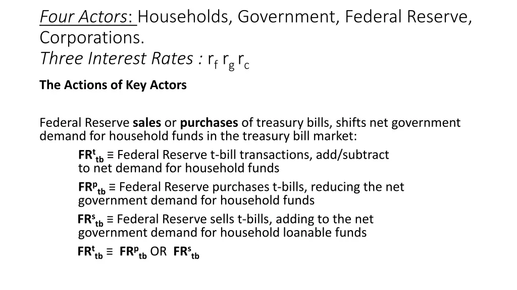 four actors households government federal reserve