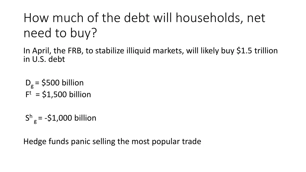 how much of the debt will households net need
