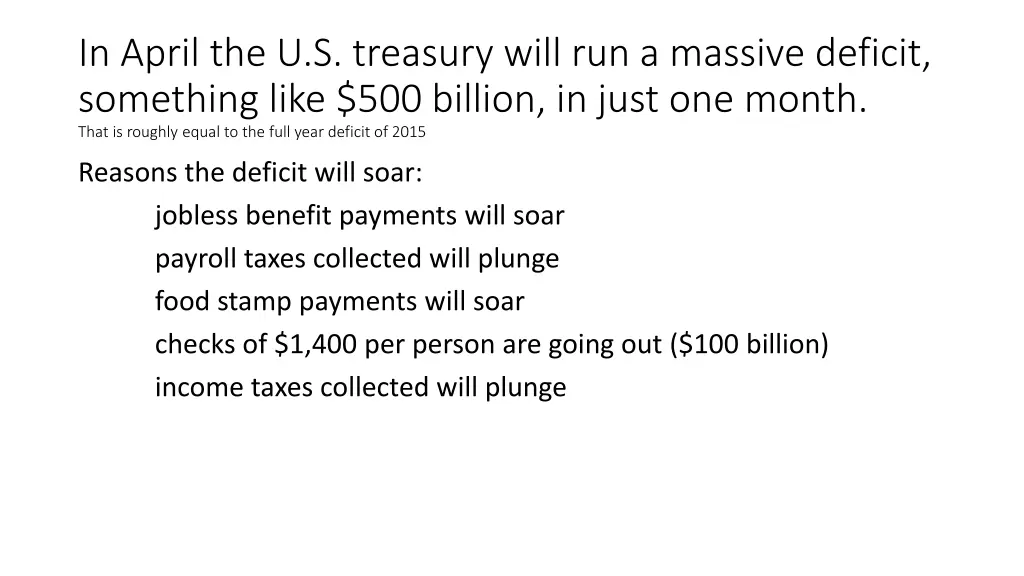 in april the u s treasury will run a massive
