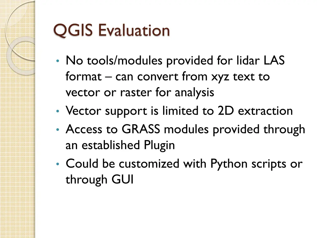 qgis evaluation
