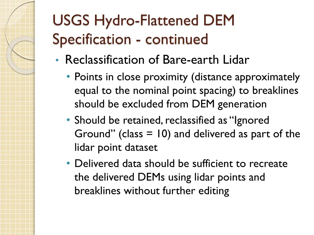 usgs hydro flattened dem specification continued 2