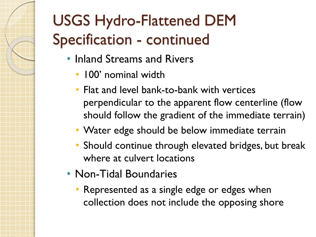 usgs hydro flattened dem specification continued