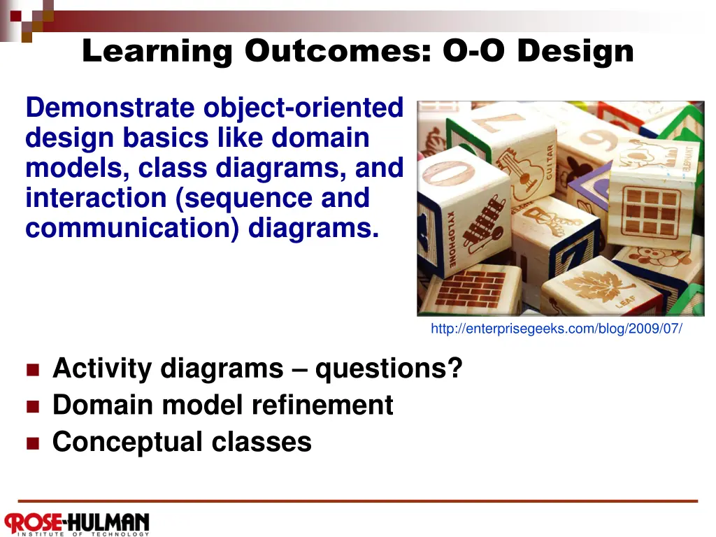 learning outcomes o o design