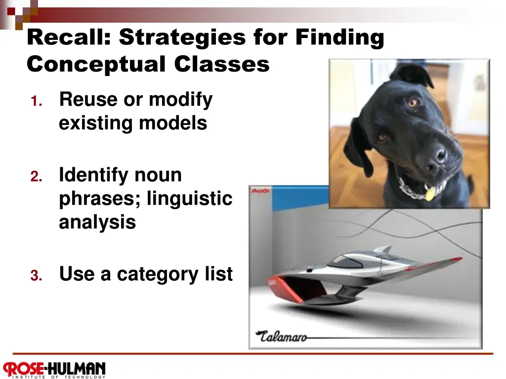 recall strategies for finding conceptual classes